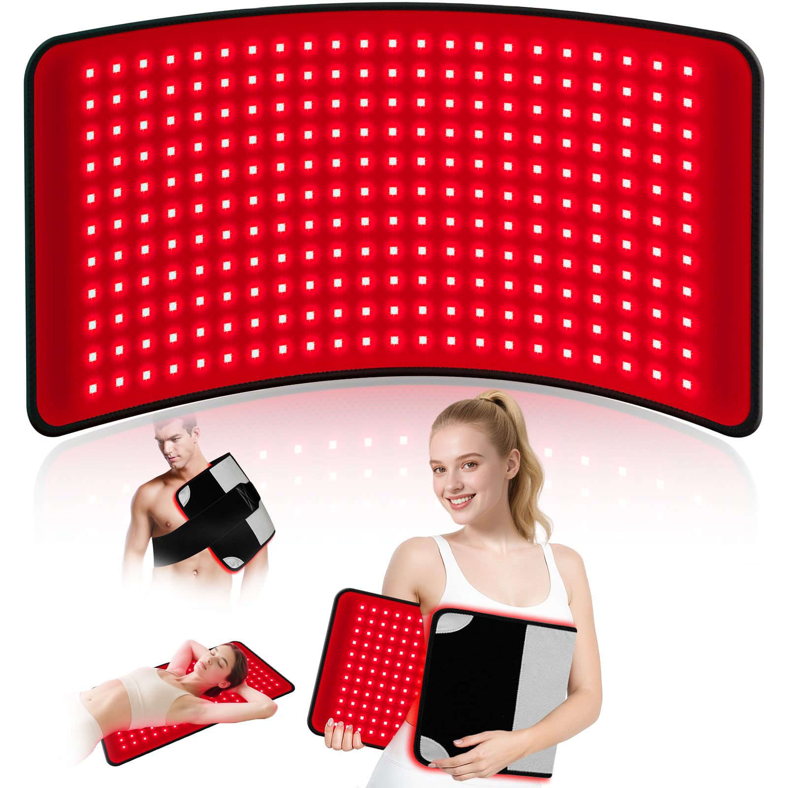 Red Light Therapy Mat for Body 24"x12" with 242 LEDs (726 Chips), 660nm Red and 850nm Near Infrared Light Therapy Pad, 3 Modes, 5 Brightness Levels for Back Waist Legs Abdomen Knee Shoulders