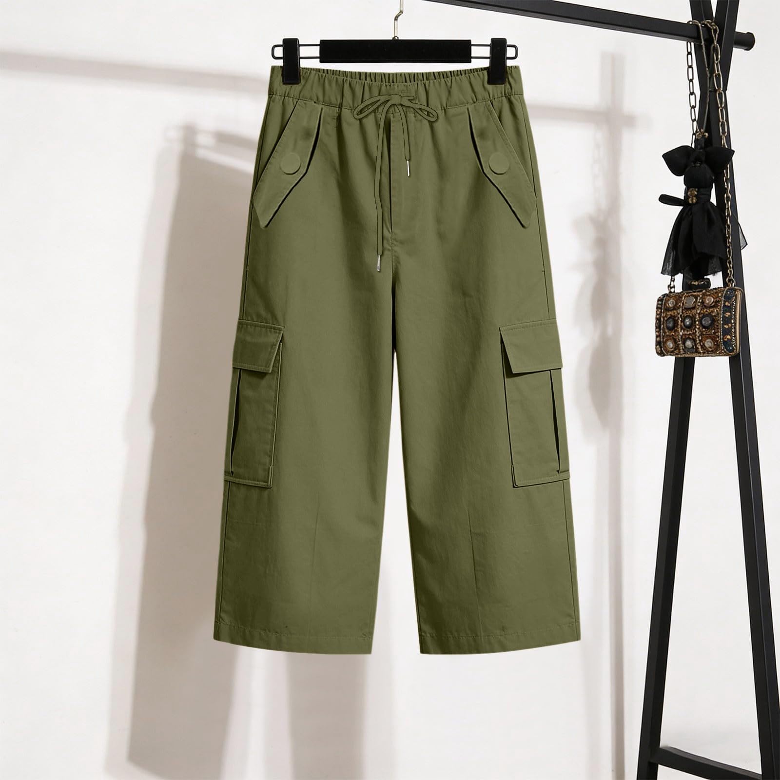 Generico Pantaloni da Lavoro Donna Multitasche Bermuda Estivi Cargo Pantaloncini Vita Elastica Leggeri Shorts Escursionismo Casual Esterno Pantaloni Corti per Viaggi Escursioni con 4 Tasche