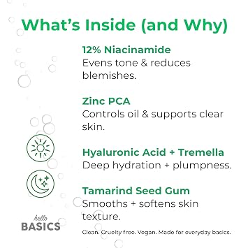 12% Niacinamide + 1% Zinc PCA Facial Serum with Hyaluronic Acid Balancing Serum for Daily Clarity & Smooth Texture Clean & Vegan 1 fl oz