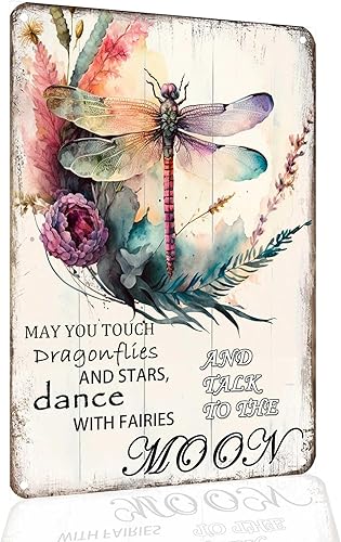 Miniatura 8 de Letrero de metal motivacional de libélula – Cuando crees más allá de lo que tus ojos pueden ver, arte de pared de libélula para oficina, hogar,