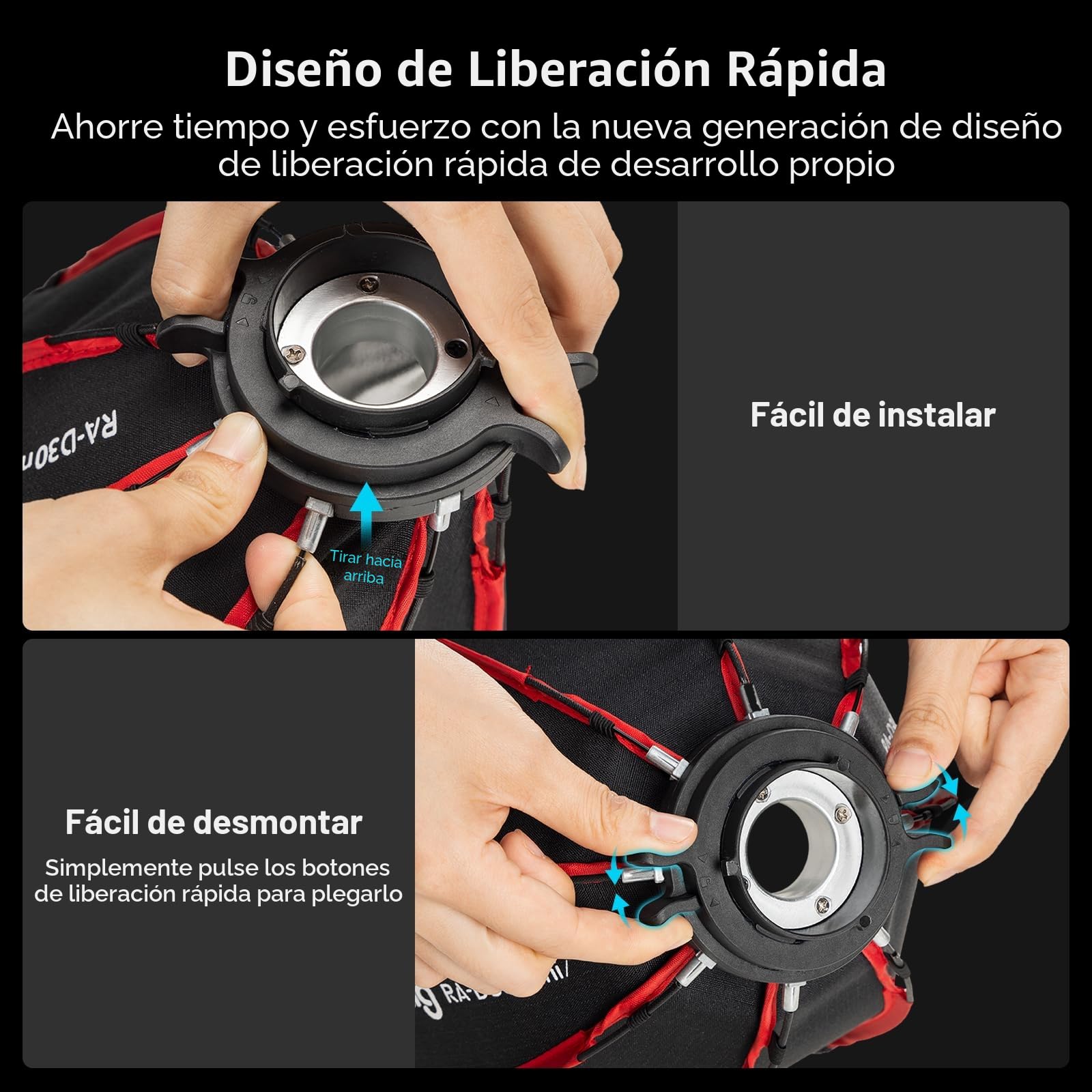 SMALLRIG Mini Softbox Parabólico RA-D30 29cm de Liberación Rápida, Compatible con Luz de Video LED SmallRig RC 60B COB - 4358