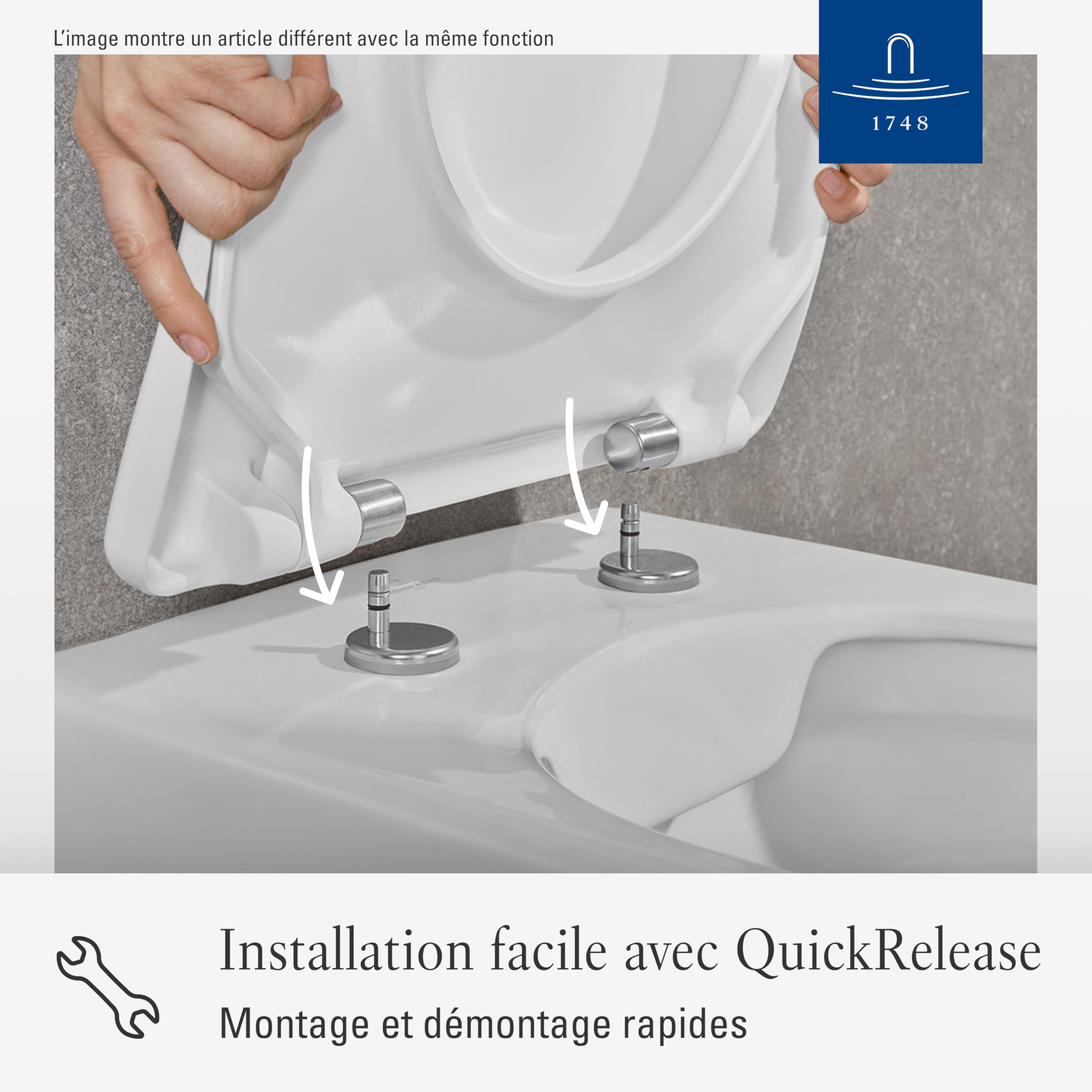 Villeroy & Boch Siège de WC O.novo avec fermeture automatique - Abattant D en plastique thermodurcissable, amovible e incassable - Pièce d’origine - blanc alpin brillant