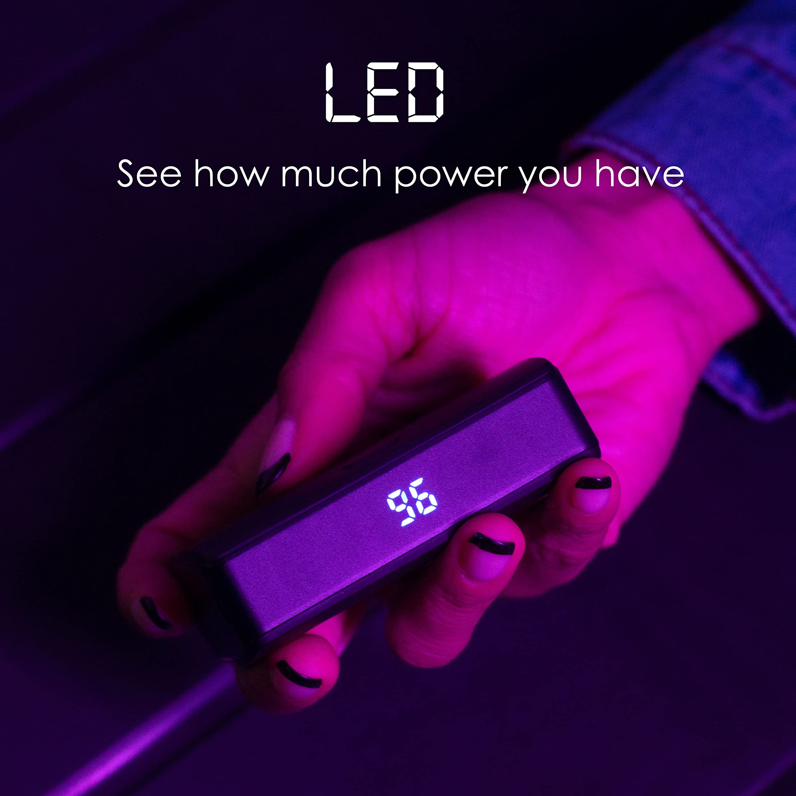 Boompods Powerboom10 Caricabatterie Portatile 10.000mAh - Power Bank di Ricarica Rapida con 2 Porte USB/USB-C, Batteria Esterna Compatta con Display a LED, Viaggia Powerbank per Smartphone e Tablet