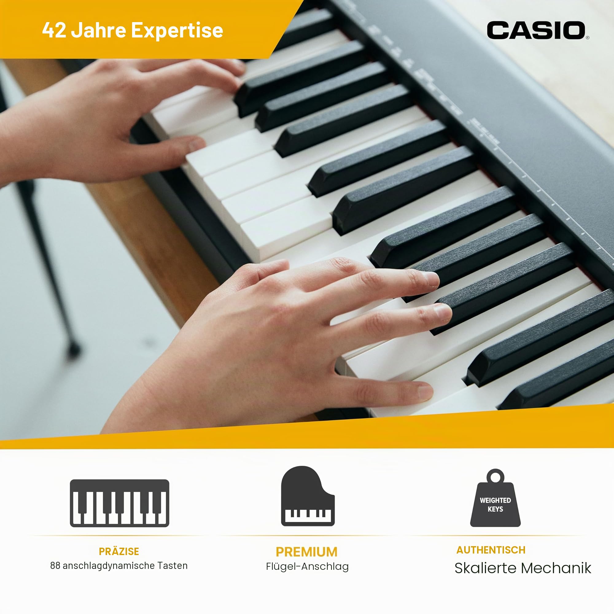 Casio CDP-S110BK Digitalpiano mit 88 gewichteten Tasten, 10 Sounds, schwarz