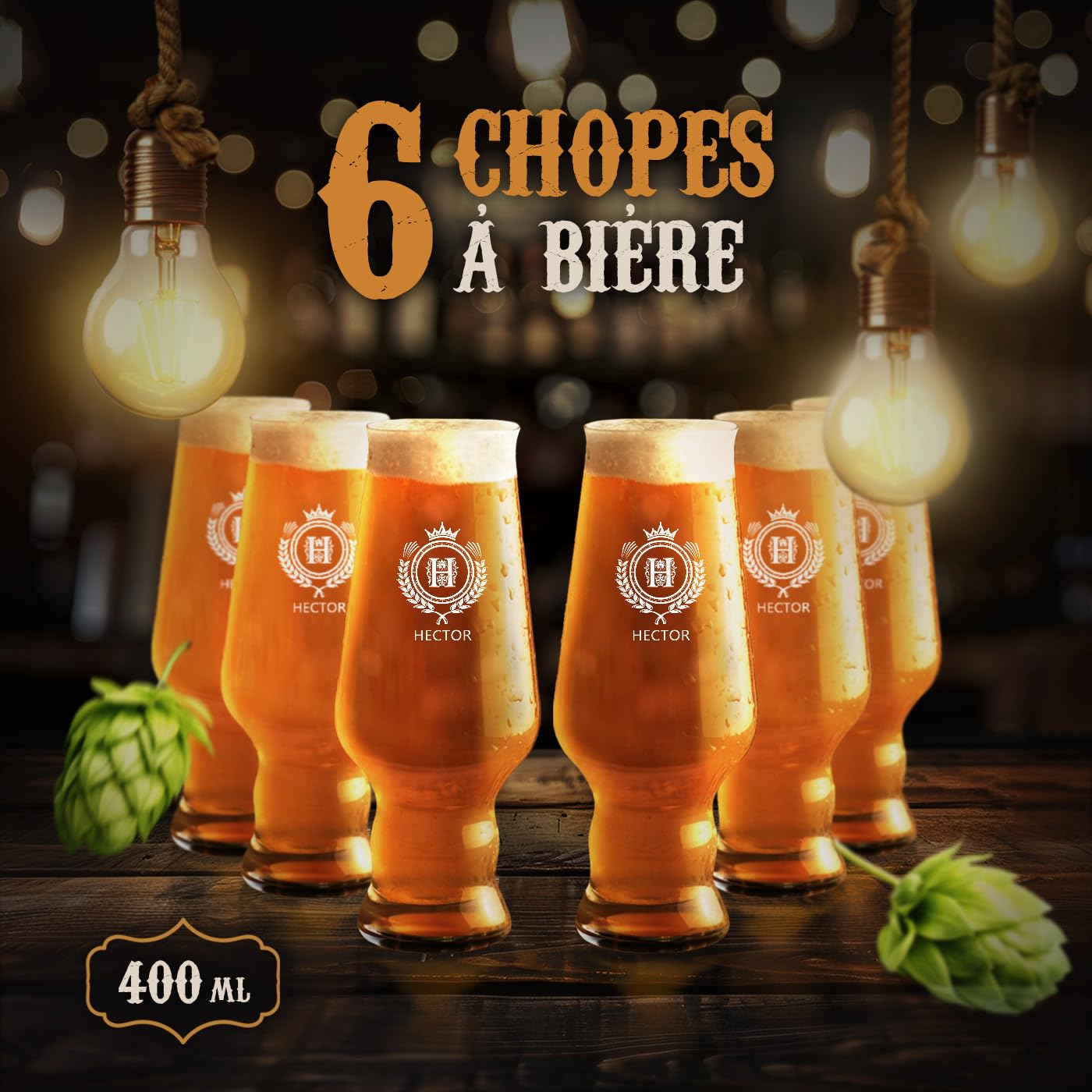 Maverton Ensemble de Chopes à Bière Personnalisées de 0,4l | 400ml, Verres de haute qualité avec gravure pour homme, Cadeau pour tous les amateurs de bière, Monde