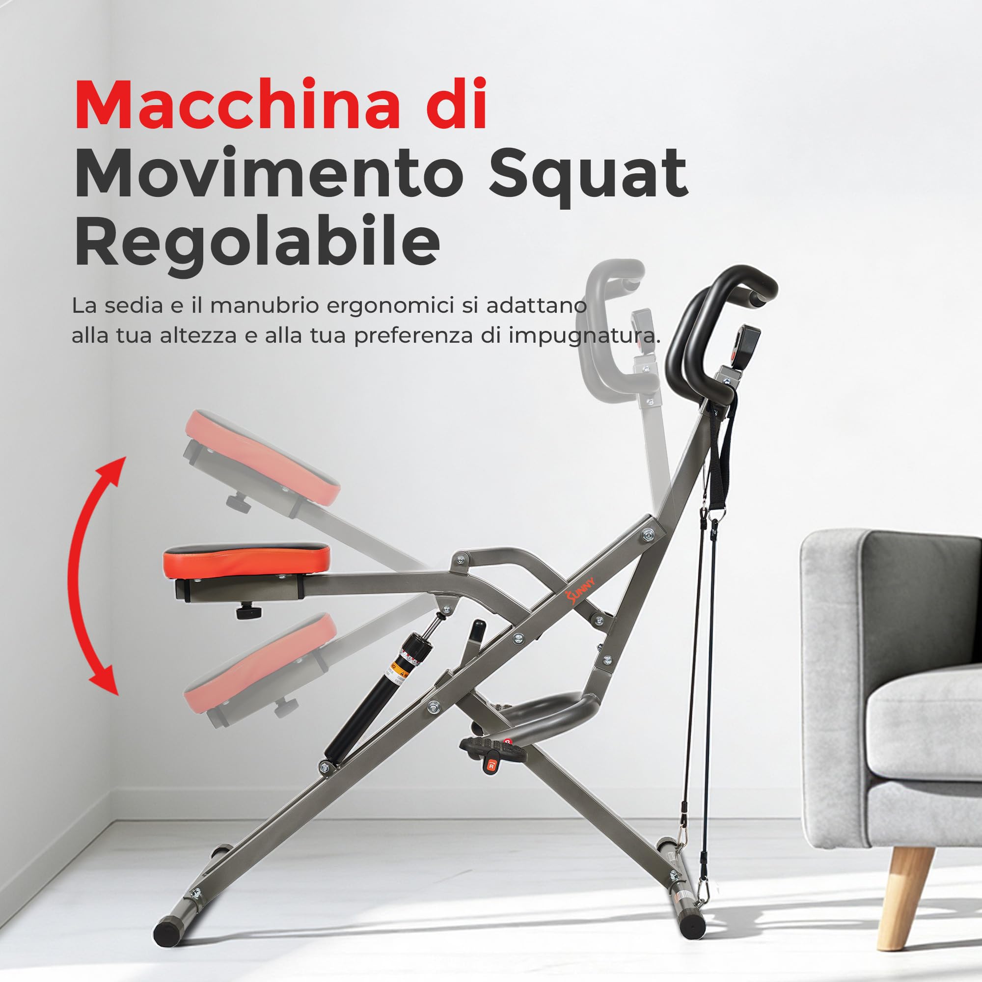 Sunny Health & Fitness Smart Upright Row-N-Ride con resistenza regolabile, attrezzatura pieghevole per esercizi domestici per braccia, glutei e gambe, connessione gratuita all'app SunnyFit