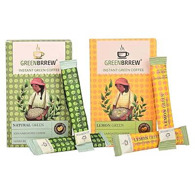 Greenbrrew Natural Green | Lemon Green | 100% Unroasted Coffee | 40 Servings | 120g