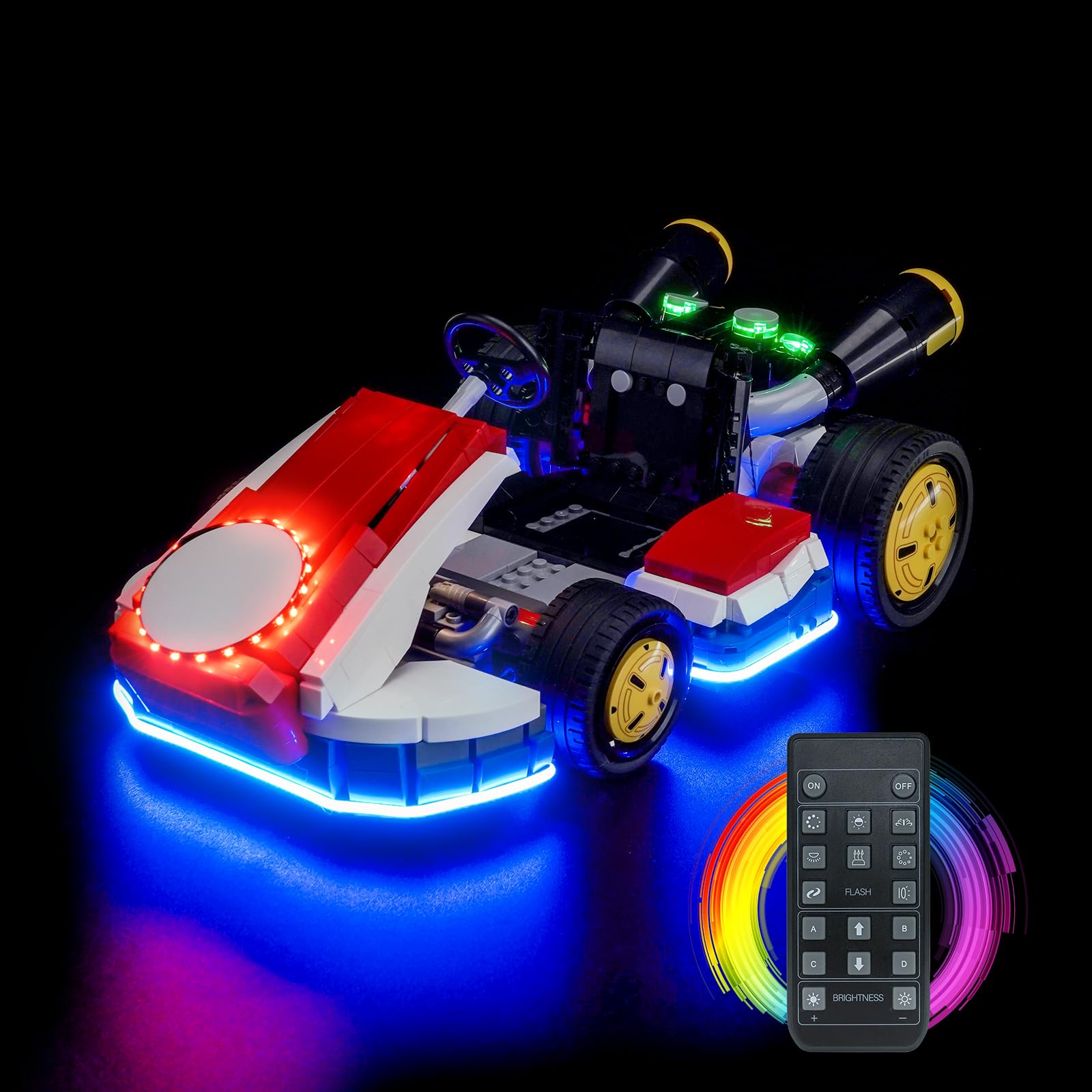 Remote Control Led Light Set Compatible with Lego 72037 Mario Kart, Mario & Standard Kart (No Model)