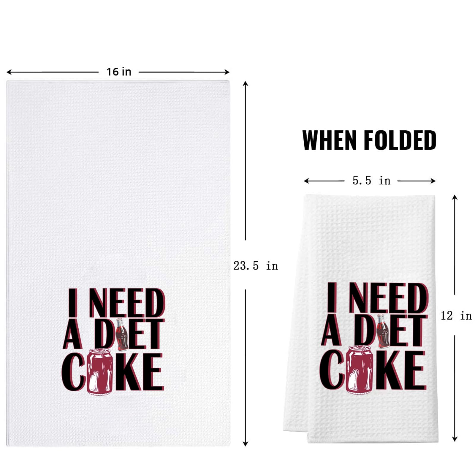 ZJXHPO Diet Drinks Kitchen Towel - Waffle Weave, Polyester/Polyamide Blend, 16"x24", Need Diet Towel