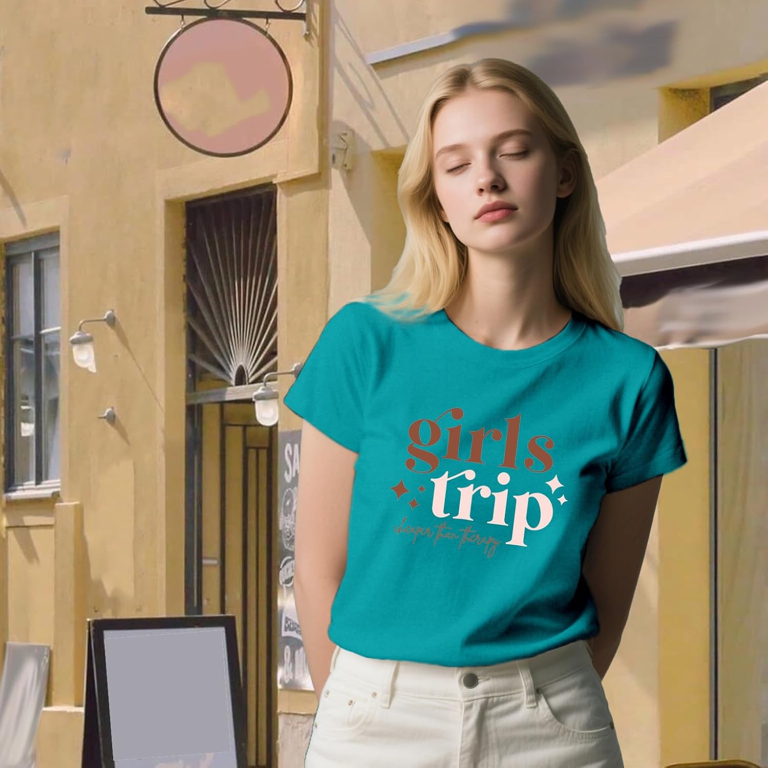 Girls Trip Shirts for Women Travel Besties Tshirt Trip Cheaper Than Therapy Tee Tops - Image 3