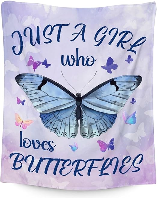 Butterfly Blanket Gifts - 30"x40" Cute Throw for Women, Girls - Purple Soft Fuzzy Blankets for Couch & Office