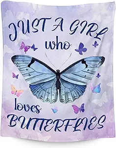 Butterfly Blanket Gifts - 30"x40" Cute Throw for Women, Girls - Purple Soft Fuzzy Blankets for Couch & Office