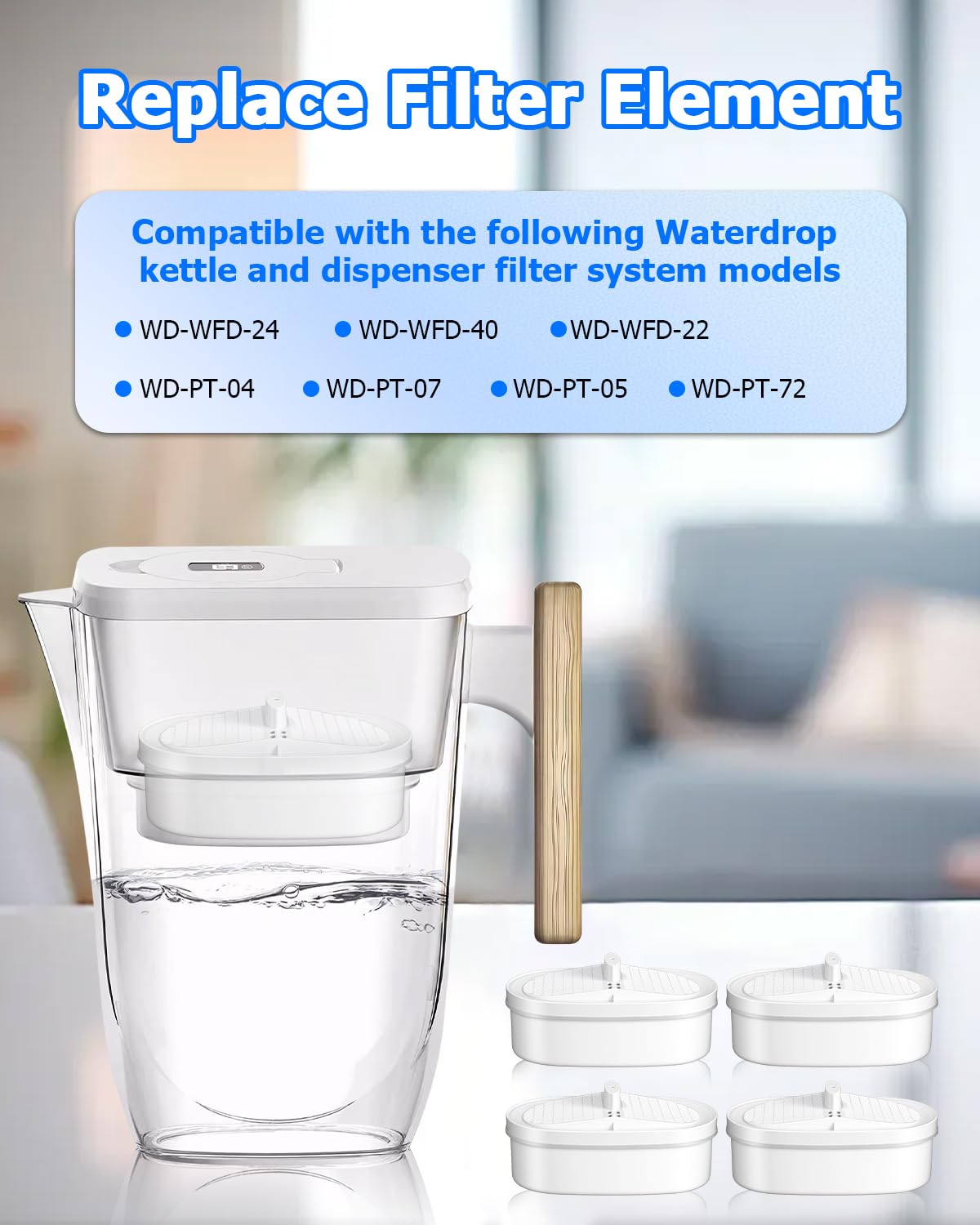Filtro di Ricambio a 4 Pezzi per Tutti i Sistemi di Filtro per Cadute D'acqua, Riducendo PFOA/PFOS, Cloro di Filtri Acqua Residuo e Ruggine, il Filtro Dell'acqua Dura tre Mesi o 200 Galloni