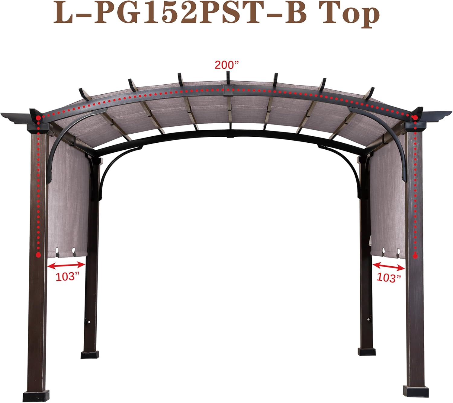 SCOCANOPY Replacement Sling Top Fit for Lowe's Allen + roth 10 ft x 10 ft Freestanding Pergola Sold at Lowe's, #L-PG152PST-B (Size: 200" (L) x 103" (W)),Brown