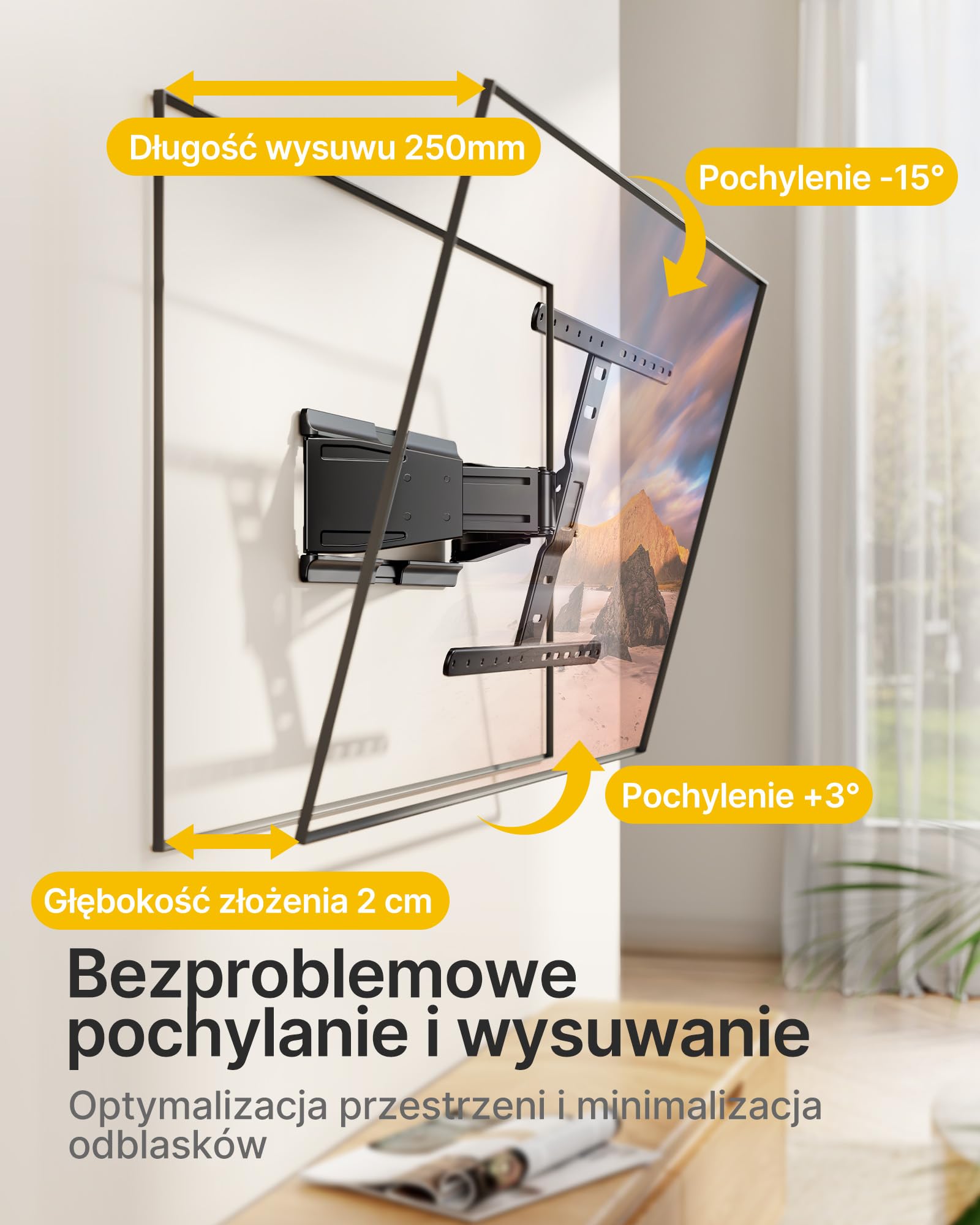 monTEK 0,77" Ultra Slim uchwyt ścienny do telewizorów 43-90"