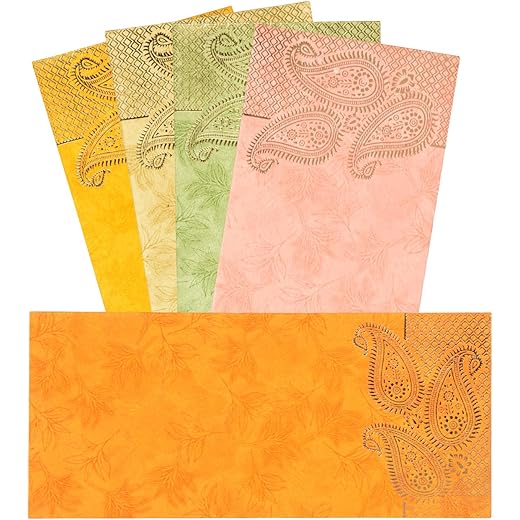 AQBAH money envelope Pack of 25 Colourful Designer Shagun Lifafa/Money Gift Envelope with Golden Ambi for Gifting Money on any occasion (multicolor)