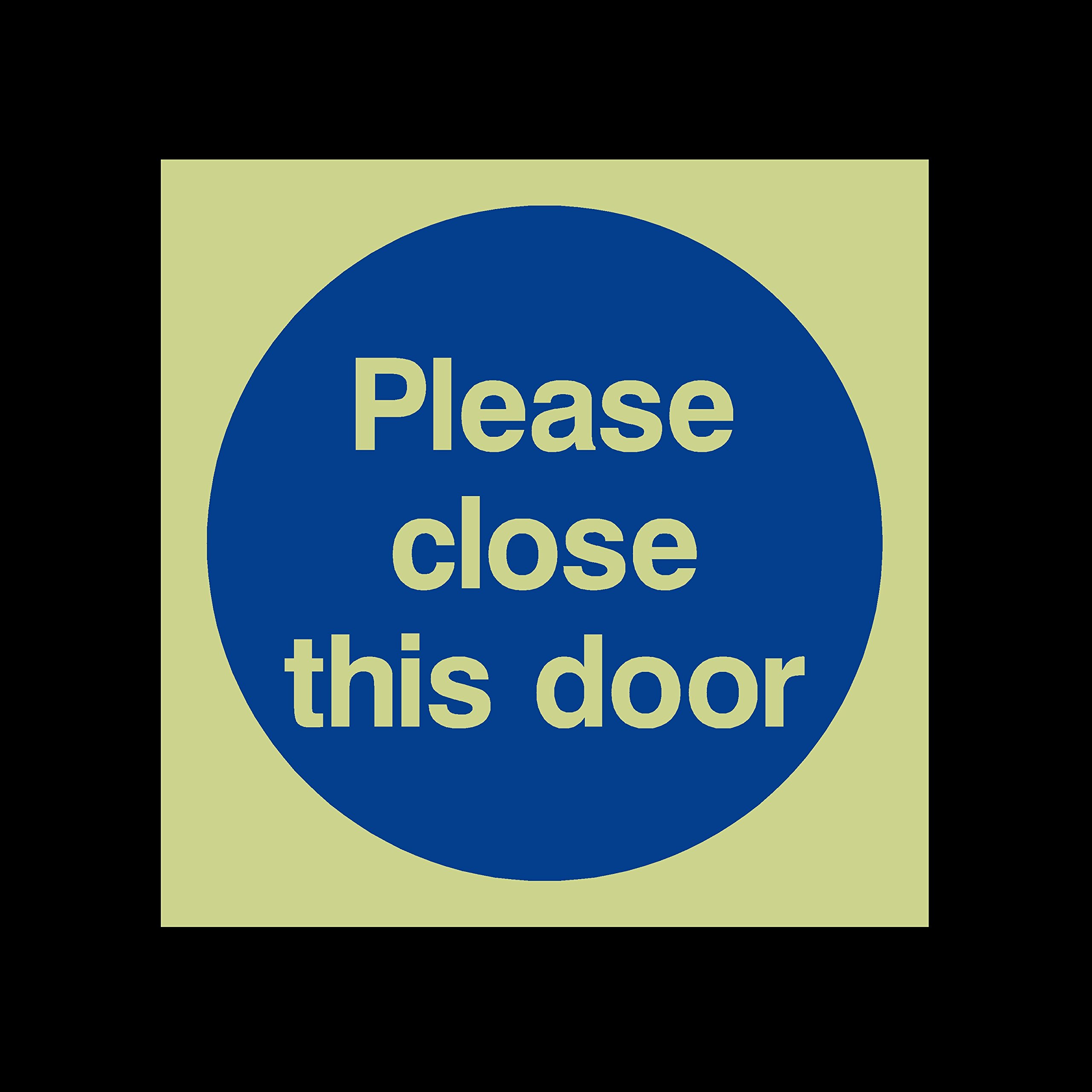 USSP&S Please close this door Photoluminescent Plastic Sign - Fire Escape, Keep Locked, Closed, Stairs, Clear, Automatic