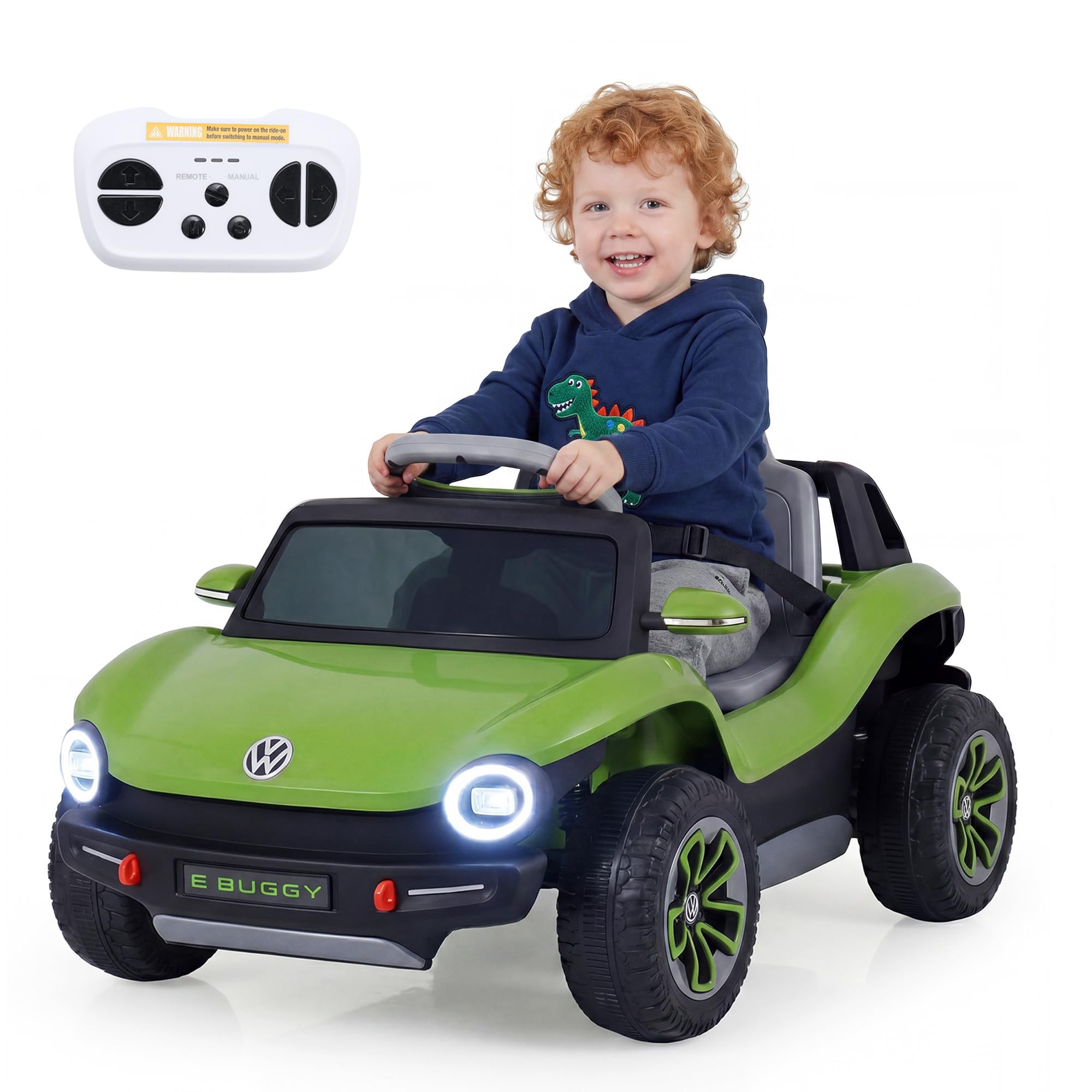 GOPLUS Samochód elektryczny dla dzieci VW, 12 V, dziecięcy samochód elektryczny, z pilotem zdalnego sterowania i łagodnym rozruchem, pojazd dziecięcy z reflektorem LED, muzyką i klaksonem, samochód
