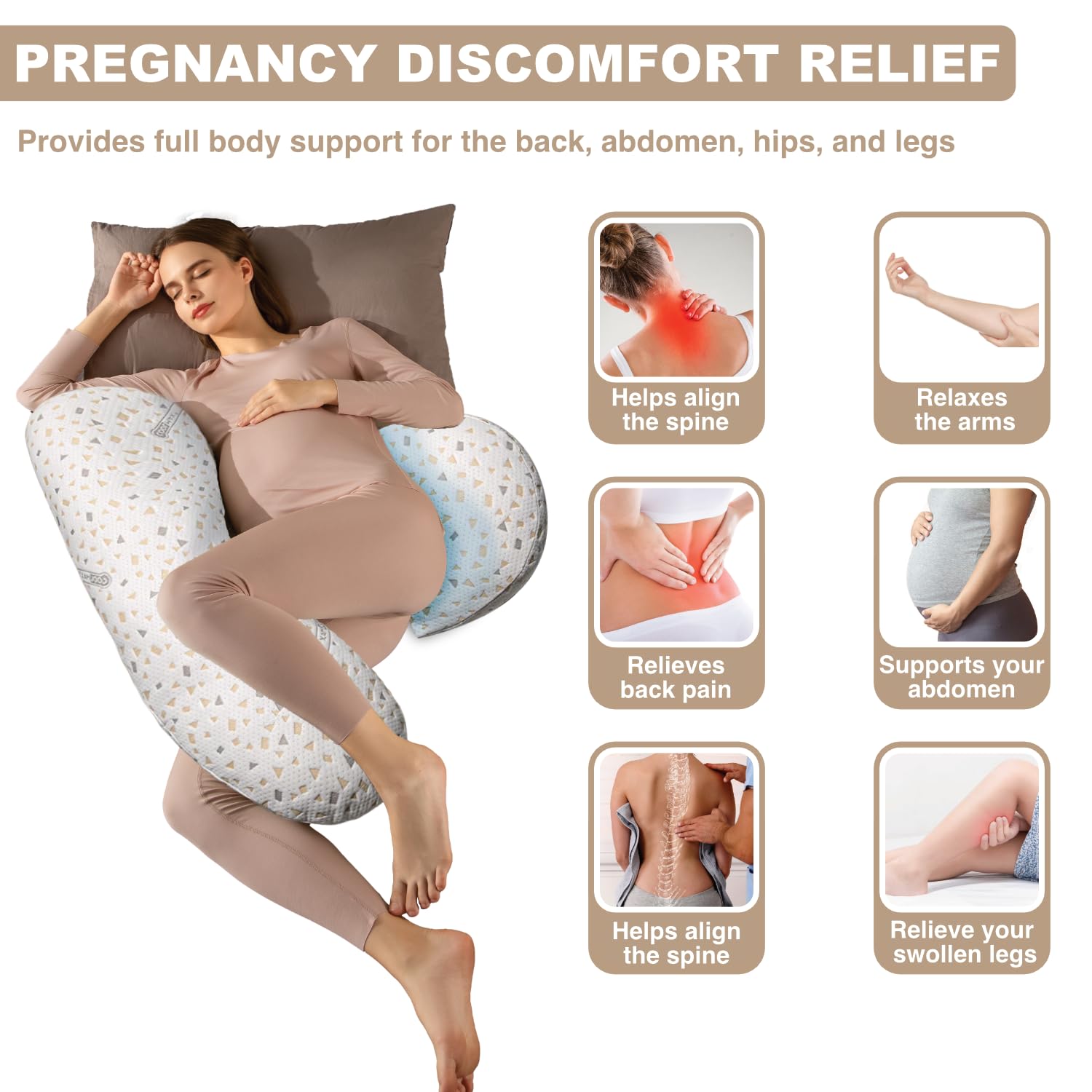 Pregnancy Pillows for Sleeping, Maternity Pillow for Pregnant Women, Support for Back, Legs, Belly, HIPS for Pregnant Women