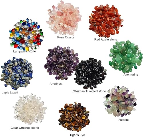 Miniatura 3 de SeeuFun Sin taladrar - Mini piedra de cristal con virutas de piedra para el hogar decoración de interiores fluorita ojo de tigre cuarzo rosa