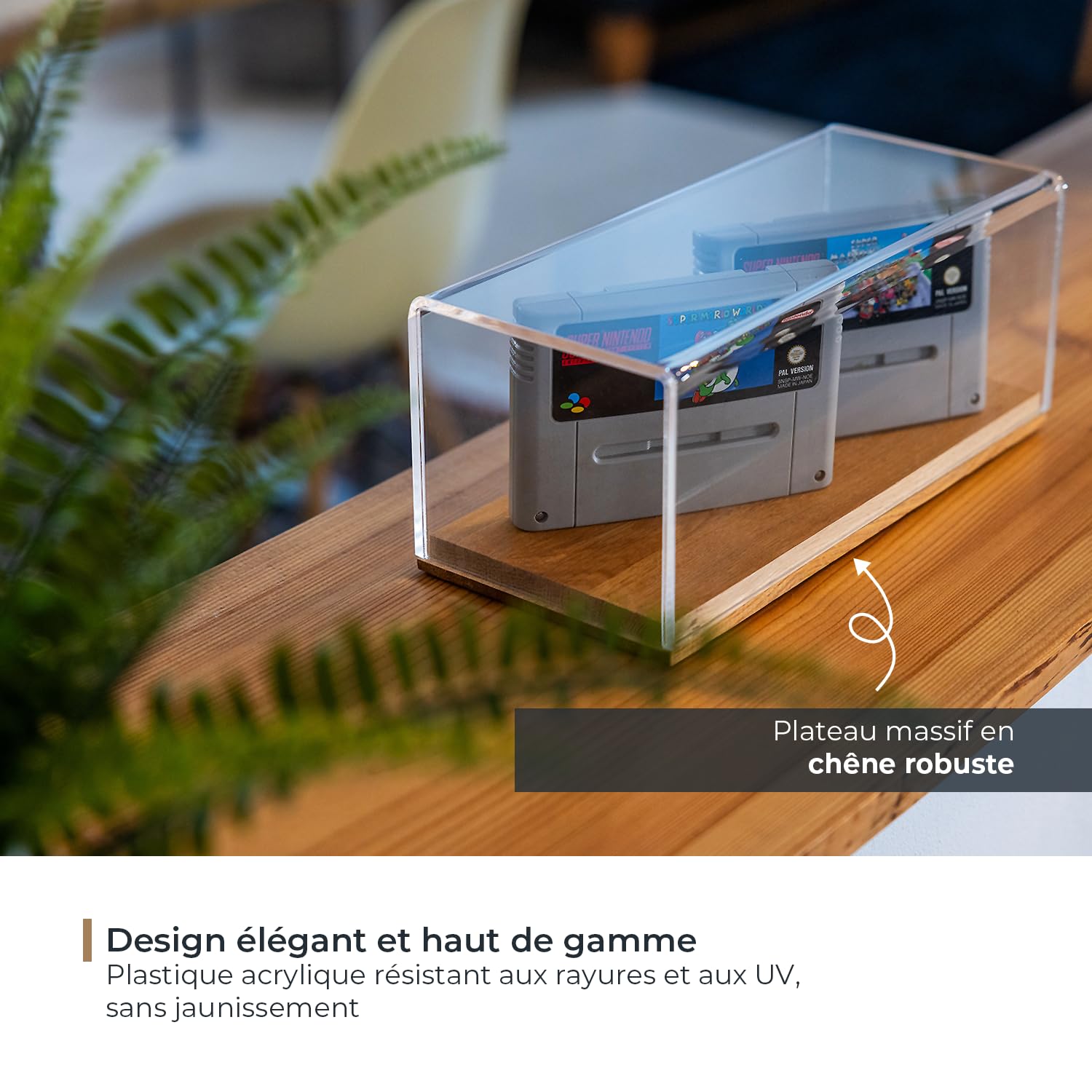 HMF 46874 Vitrine en Acrylique avec Socle en Bois pour modèles de Voitures Miniatures Transparent 34 x 16 x 14 cm