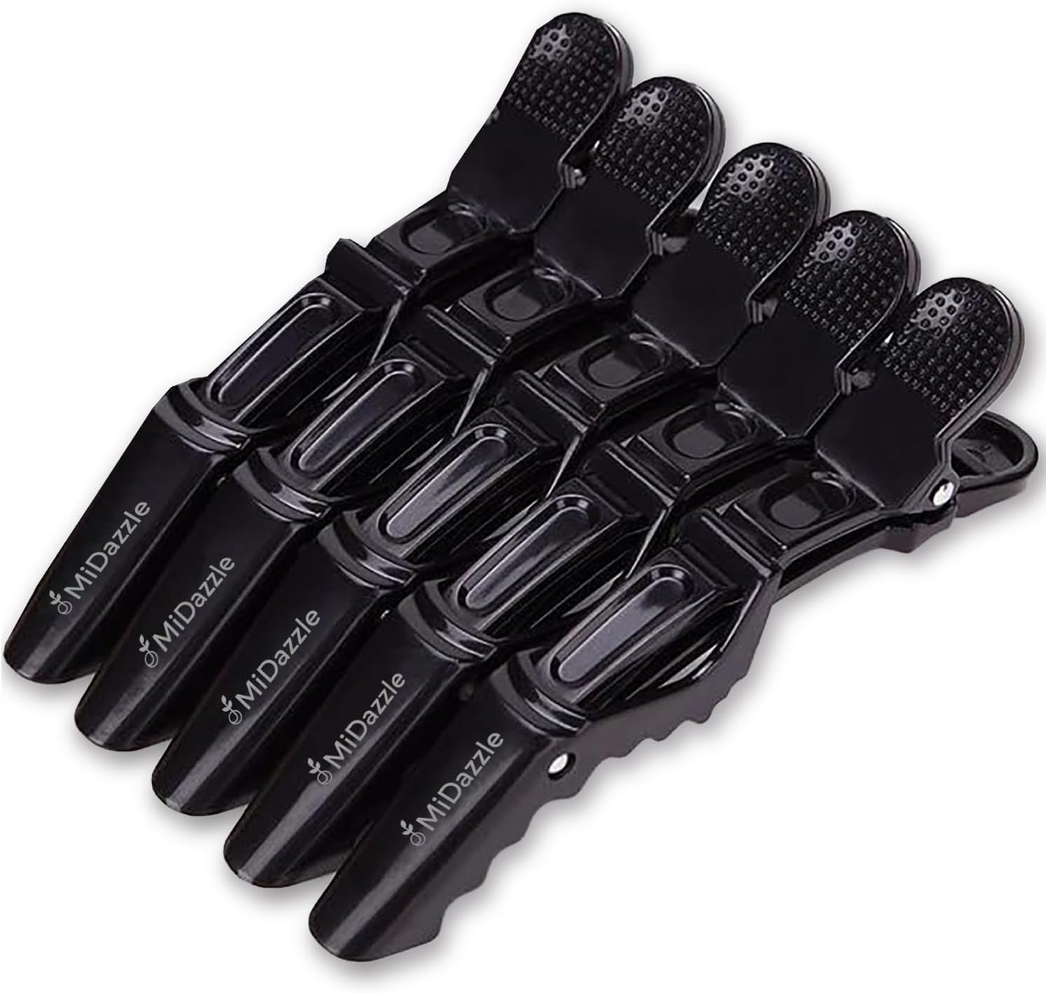Omidazzle Midazzle Professional Hair Sectioning Crocodile Hairdressing Clips For Women (Pack Of 5), Black