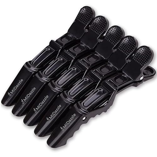 Midazzle Professional Hair Sectioning Clips Set of 5 | Strong Grip Alligator Salon Clips for Women & Men | Non-Slip Duckbill Styling Clips for Hair Cutting, Coloring & Sectioning | Salon Quality Hairdresser Tools (MIHA6302)