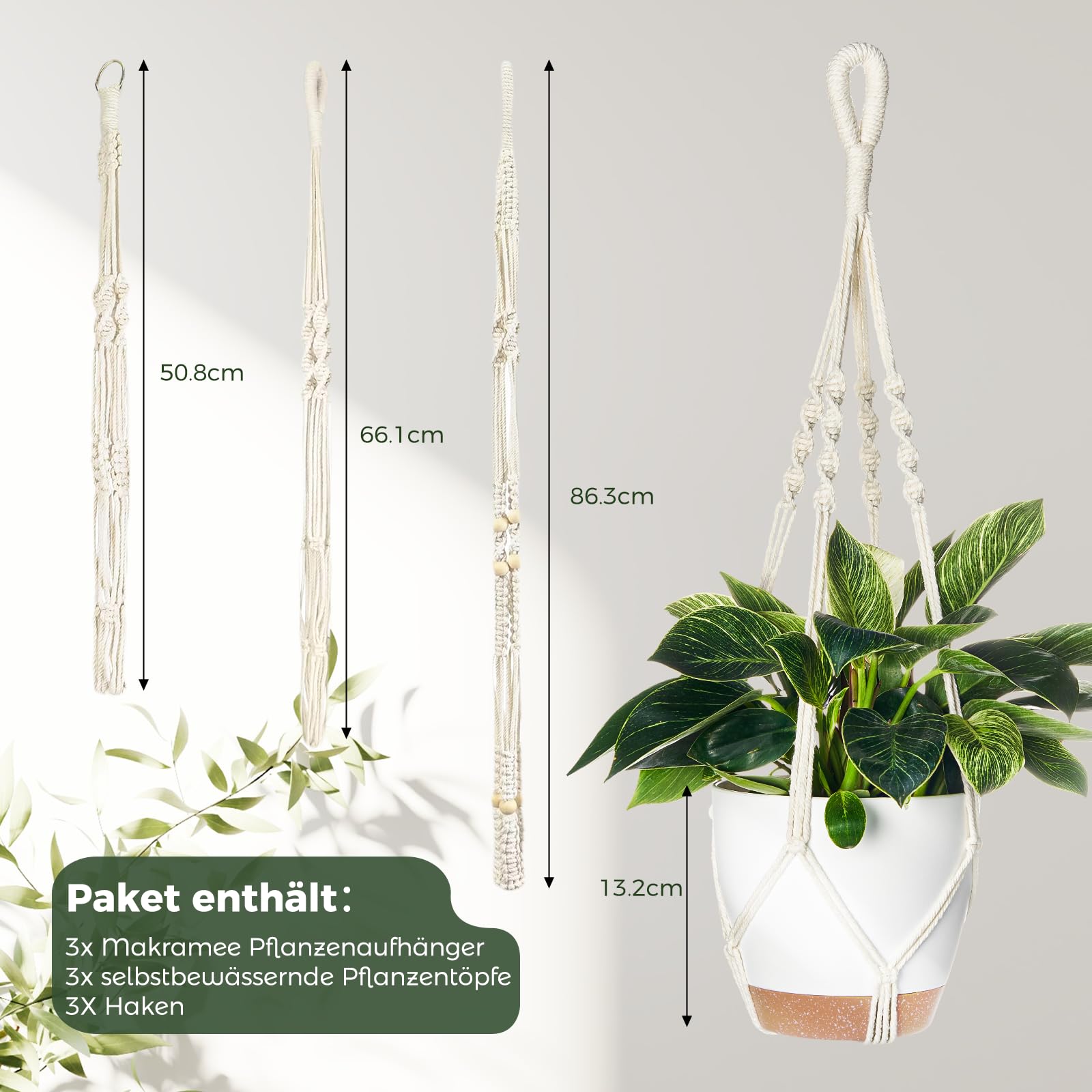 Kelendle Makramee-Pflanzenhänger Aus Baumwolle – Mit Quasten, Ca. 68 Cm Lang, Für Töpfe Bis 15,5 Cm, In Rosa, Boho Deko Für Zuhause