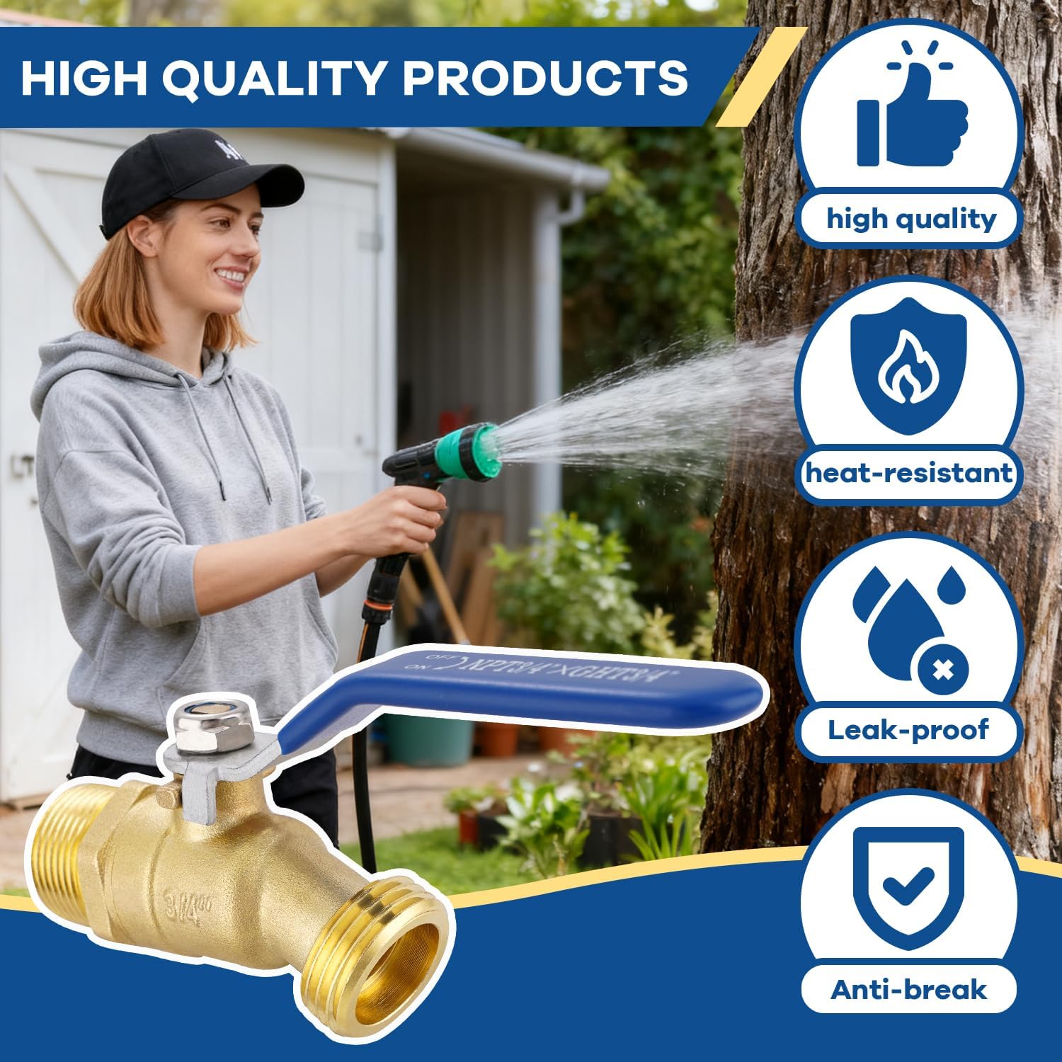 Brass 3/4" Hose Bibb, 3/4" Male NPT X Garden Hose Thread Ideal for Gardens, Patios, Boiler Drain image 5