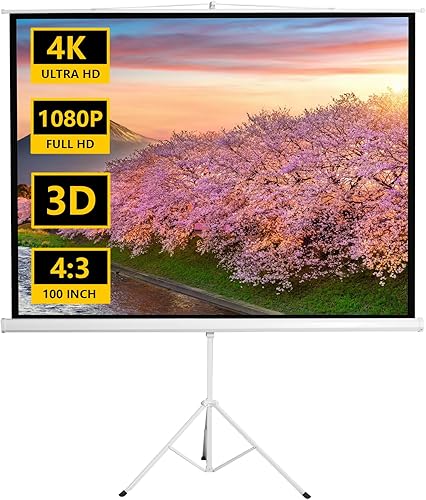 Miniatura 8 de Pantalla de proyector de 100 pulgadas, pantalla de proyector con soporte, pantalla de proyección al aire libre, pantalla de proyección de cine