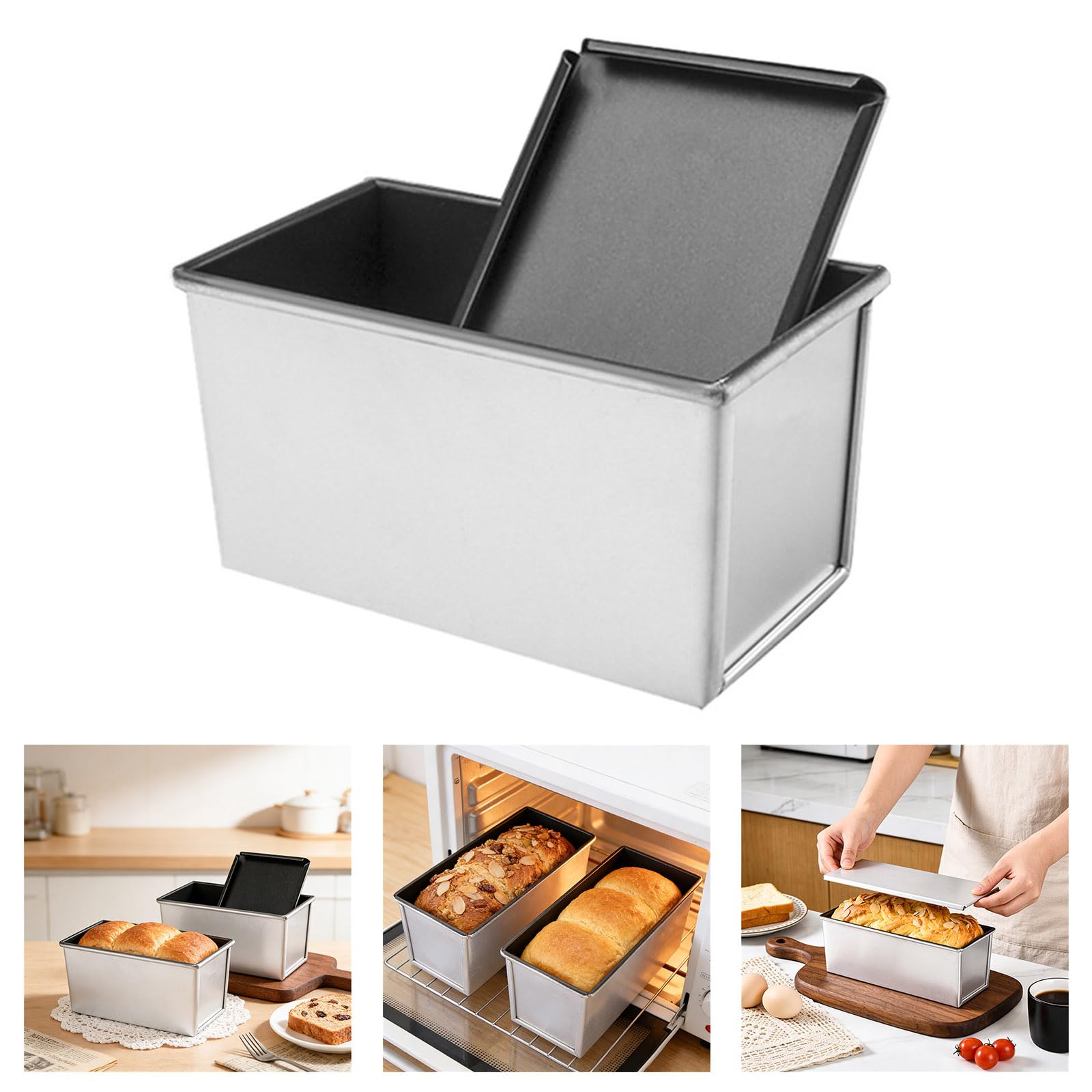 Teglia per toast in alluminio di alta qualità con coperchio quadrato per risultati uniformi e rimozione degli alimenti in alluminio toast Pan con coperchio