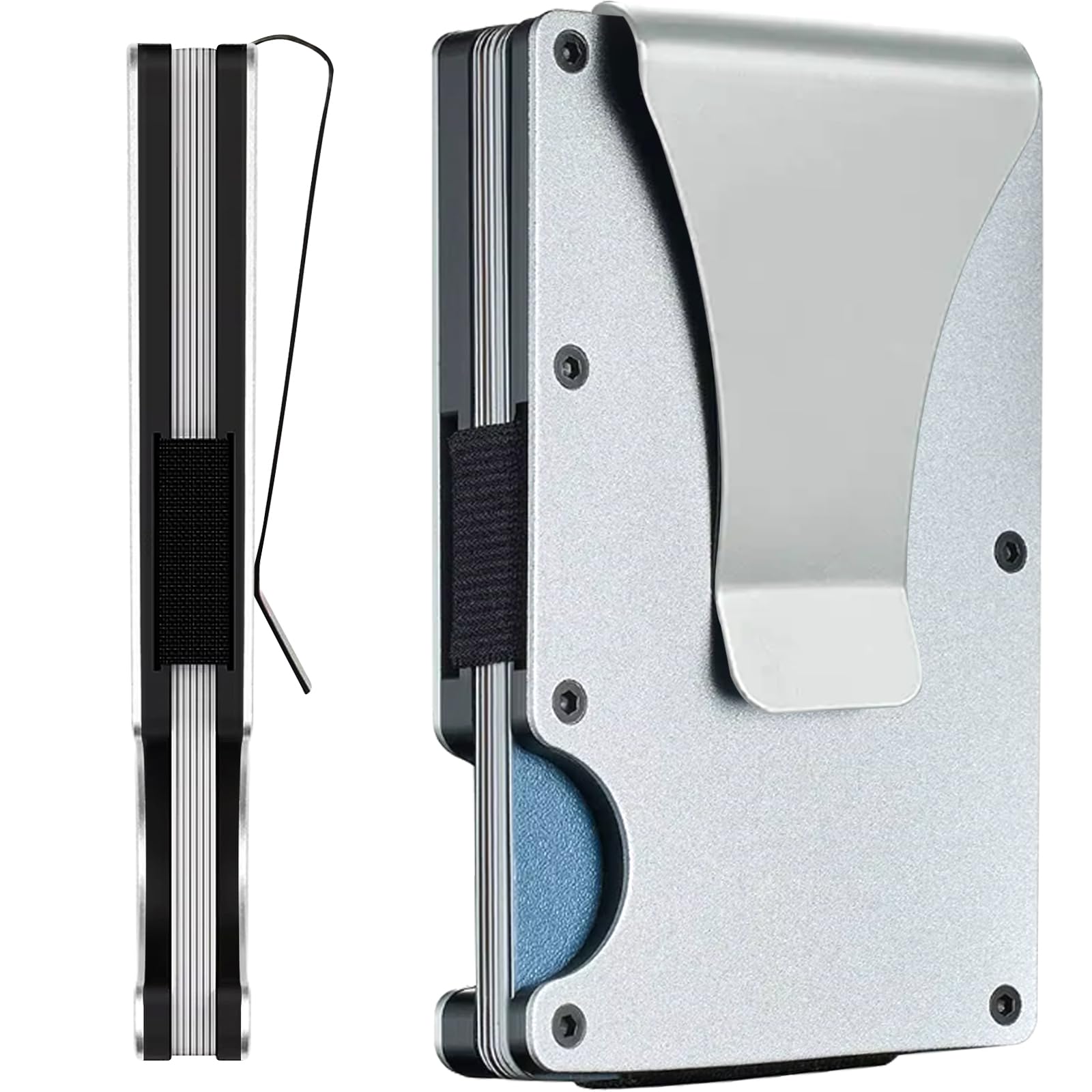 Firae EDGE Metal Wallet for Men - Minimalist Slim Wallet - RFID Blocking Card Holder Money Clip, Smart Wallet - Aluminum Credit Card Holde Clip Silver