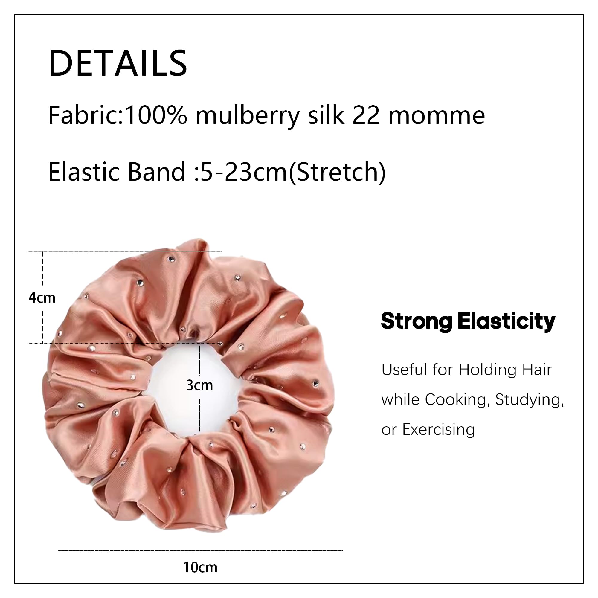 townssilk Silk Skinnie Hair Bobbles hairscrunchies 100% Pure Mulberry Silk 22 Momme Hair Friendly Luxury Elastic Hair Bobbles Colour Luxury diamonds 3pc - Image 3