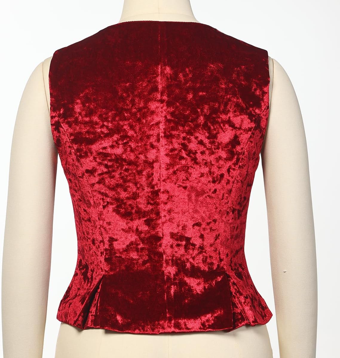 Vintage Velvet Vest for Women V-Neck Cropped Sleeveless Dressy Waistcoat Casual Tops - Image 4