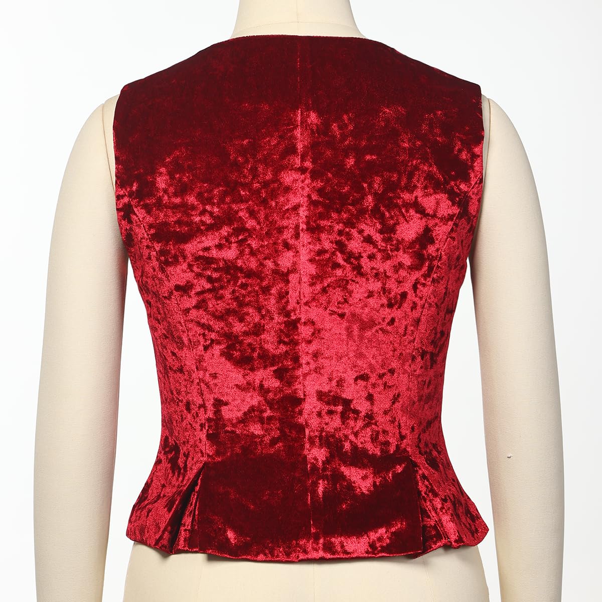 Women Vintage Velvet Vest for Women V-Neck Cropped Sleeveless Dressy Waistcoat Casual Tops Red - Image 4