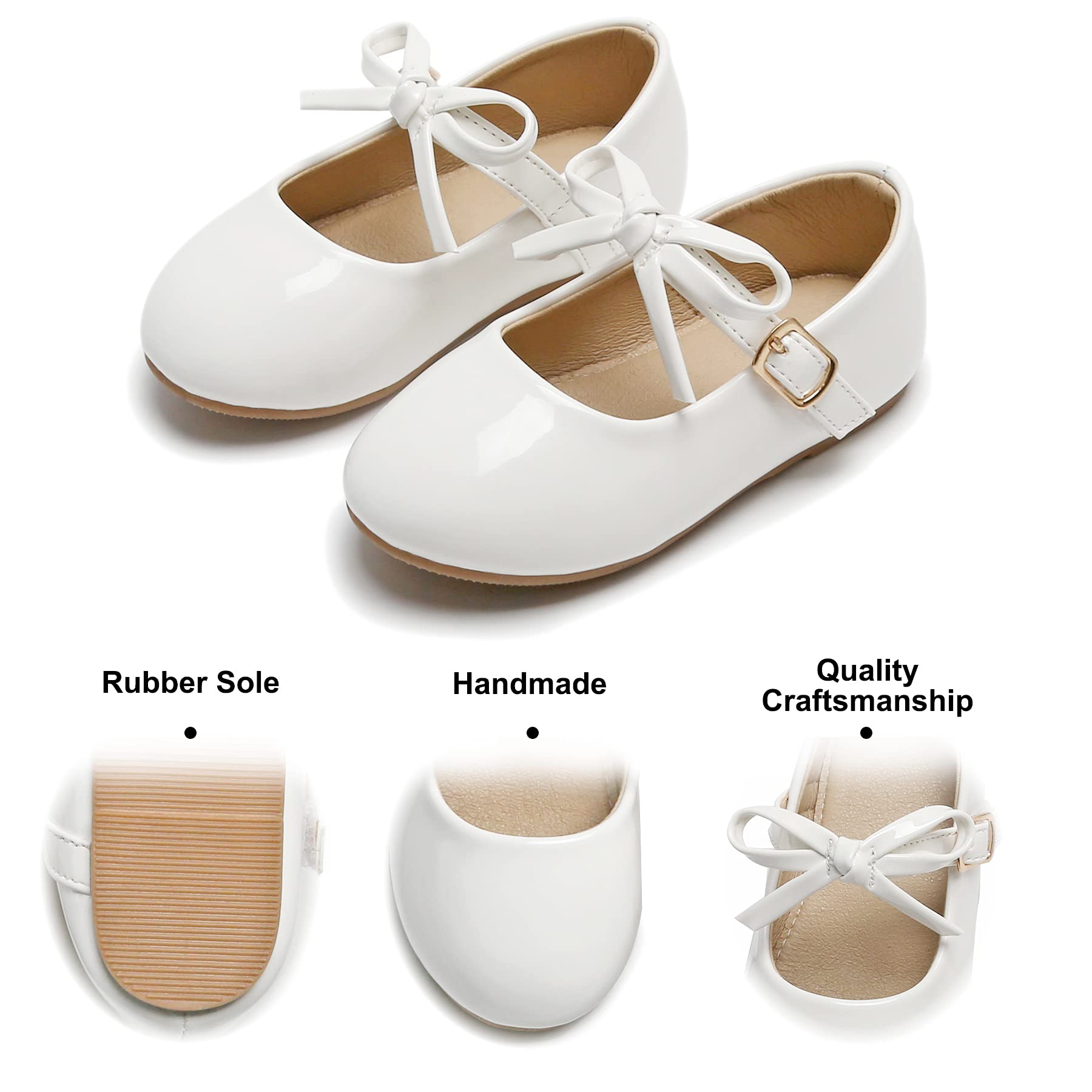 Felix & Flora Zapatos de vestir para niña con flores, zapatos planos de ballet para fiesta, escuela, boda
