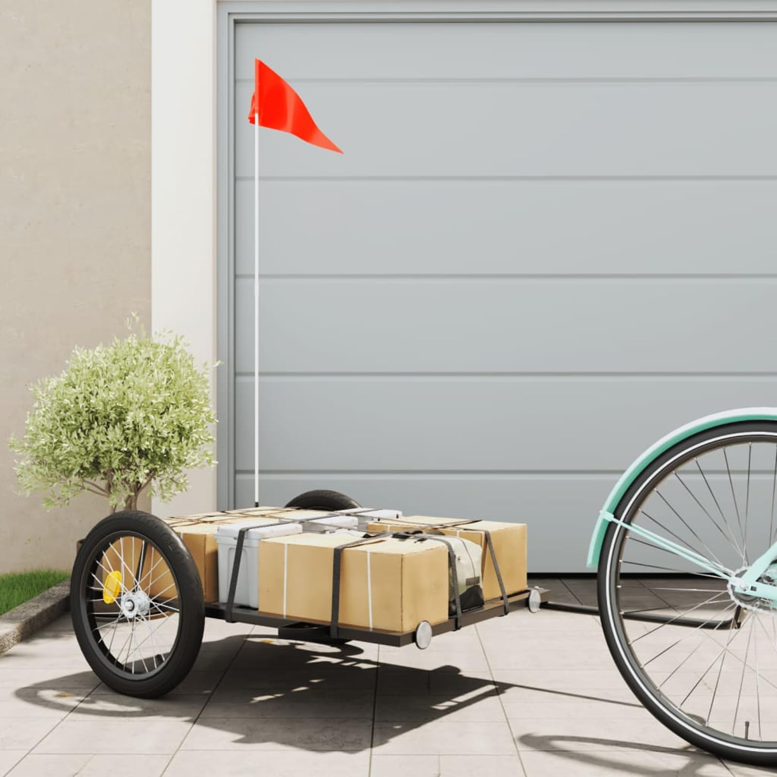 Fahrradanhänger 122x53 cm Eisen 30kg | Robustes Eisen, 30 kg Tragkraft, ideal für schwere Güter