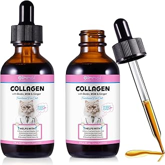 Collagen for Cats, Cat Collagen Liquid Drops with Biotin, MSM & Ginger Digestive & Immunity Support, Itch Relief, Skin & Coat and Joint Health, Cat Supplement 60ml -2pcs