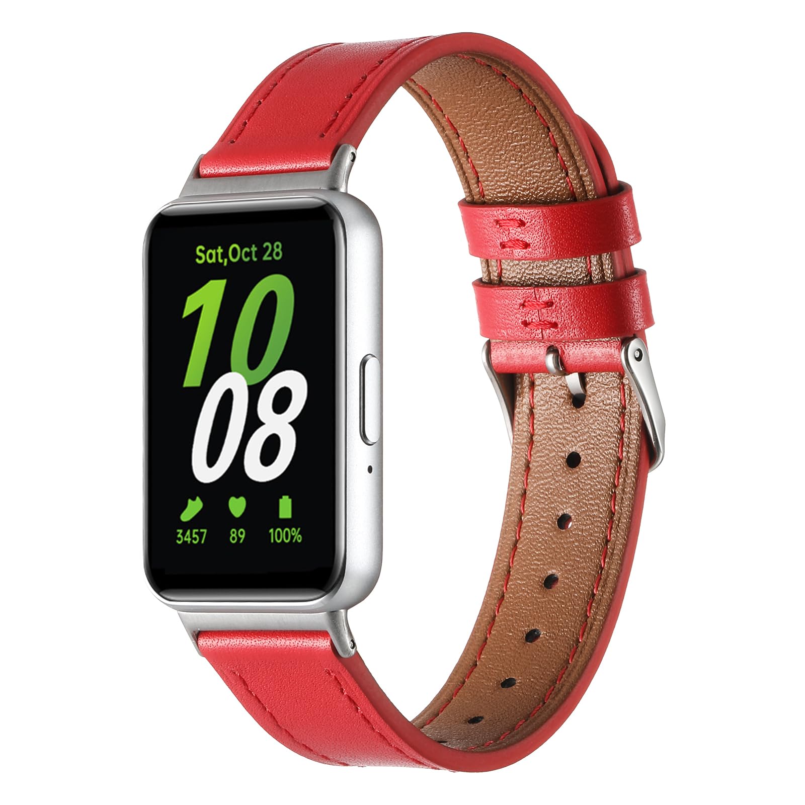 Correa de cuero de repuesto para Galaxy Fit 3, correa deportiva de cuero compatible con Samsung Galaxy FIT 3 SM-R390 Smartwatch, pulsera ajustable para Galaxy FIT 3, para mujeres y hombres