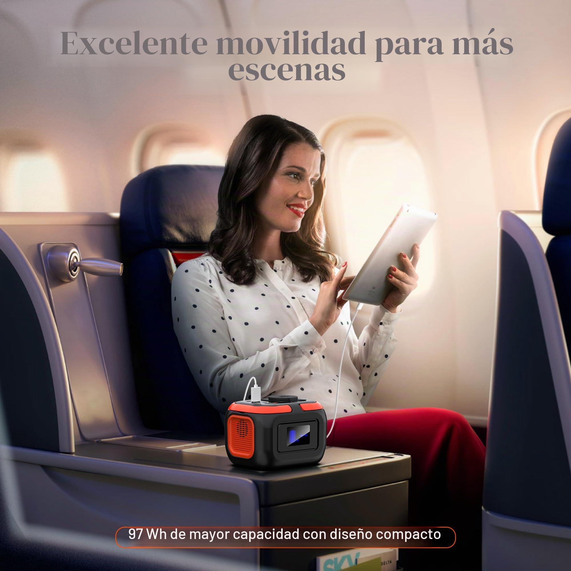 SinKeu Powerstation portátil de 97 WH, 26400 mAh, Mini generador con Enchufe de 120 W 230 V CA, 12 V CC, Puertos USB para teléfono móvil portátil, batería para Camping, Viajes, Emergencia (sin Panel