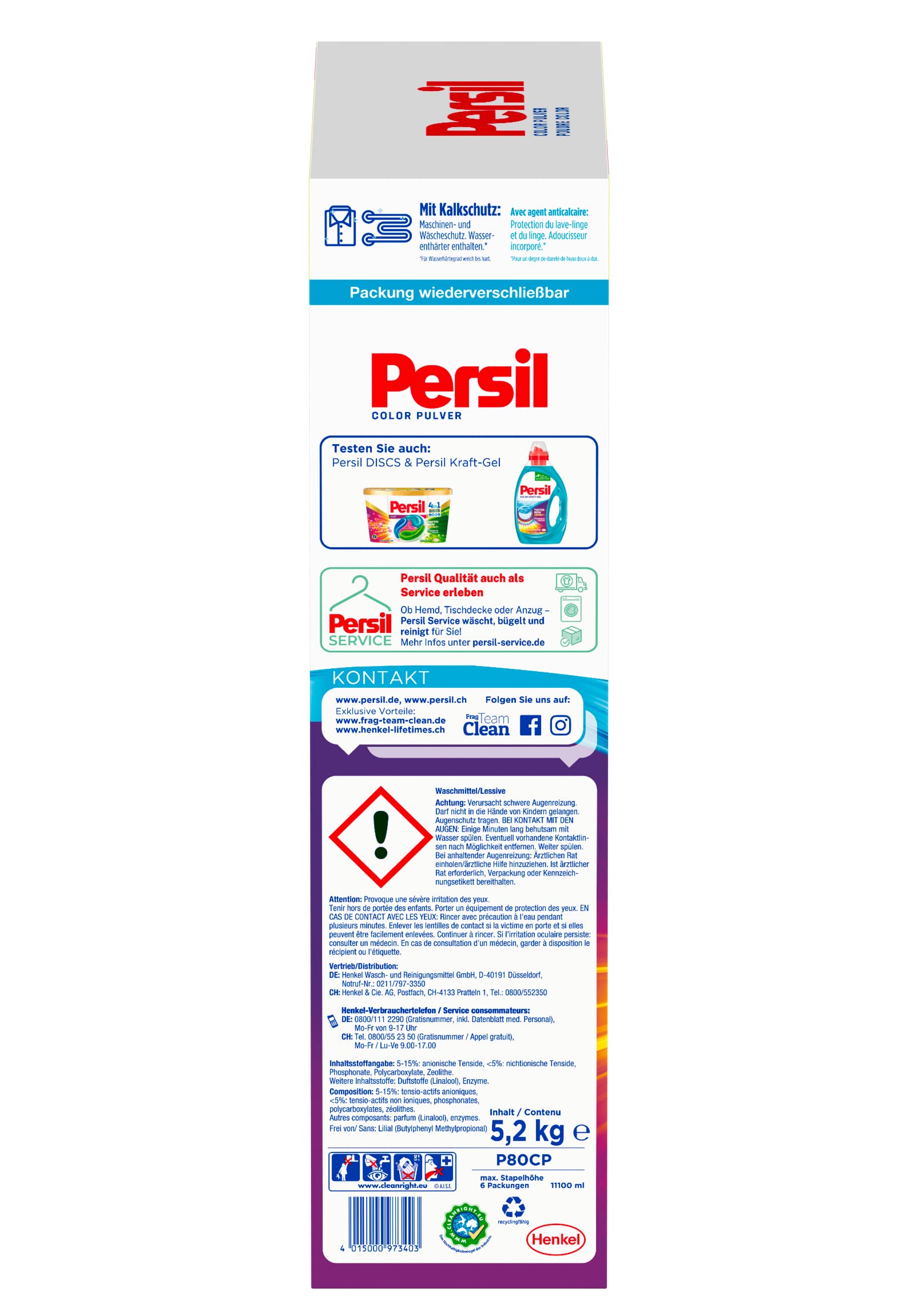 Persil Color Pulver Tiefenrein Waschmittel (80 Waschladungen), Colorwaschmittel für reine Wäsche und hygienische Frische für die Maschine, effektiv von 20 °C bis 60 °C
