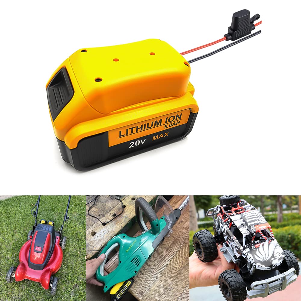 Adattatore per ruota motrice per Dewalt 14,4 V/18 V/20 V Morsetti per cavi per batterie agli ioni di litio, porta CC e lampada da lavoro a LED, doppio caricatore USB, connettore di alimentazione (A)