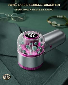 X-Large Fabric Shaver with Lint Brush, Rechargeable Lint Shaver with Digital Display, 3-Speeds, 6-Leaf Blades, 1200mAh Electric Lint Remover Sweater Shaver for Removing Fuzz and Pill