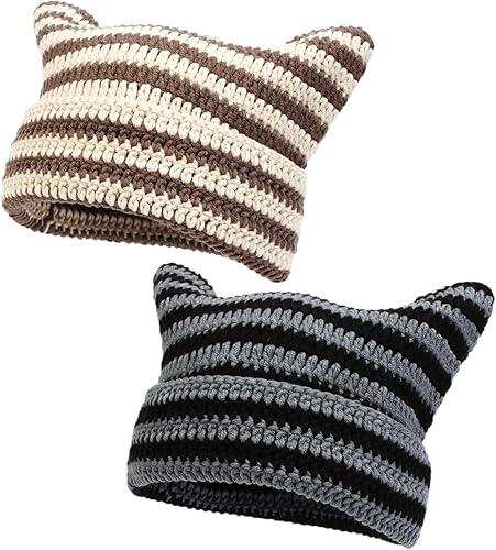 Gorro de invierno cálido para mujer, gorro de punto suave para mujer, gorro de gato para mujer, gorro de zorro para mujer, gorros holgados para mujer