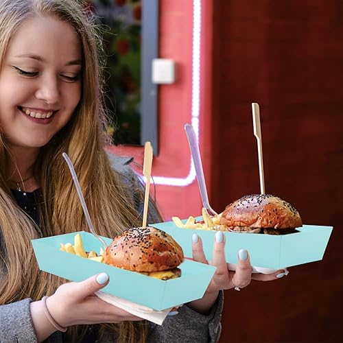 Vista 5 de Lainrrew 50 juegos de cajas de rollo para pasteles, contenedores de plástico de rollo suizo, caja de papel para sándwich con tapas transparentes