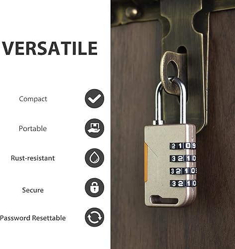Miniatura 3 de Candado de combinación para casillero, cerradura de combinación para gimnasio, candado pequeño para equipaje de viaje con código, candados de