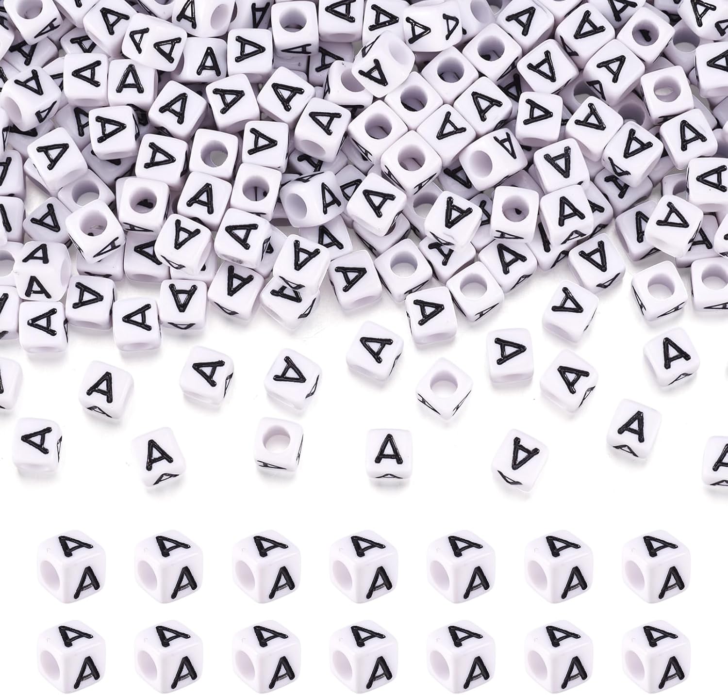 FASHEWELRY 300Pcs Cube White Acrylic Letter Beads 6x6mm Letter A Alphabet Beads for DIY Bracelet Necklace Jewelry Making