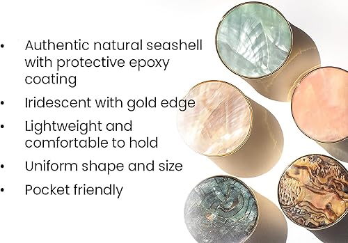 Miniatura 3 de CRYSTALFY Auténtico abulón natural concha de mar de nácar moneda de piedra preciosa expandible plegable para teléfono móvil soporte para teléfono