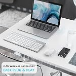 J JOYACCESS Wireless Keyboard and Mouse Combo,2.4G Slim Wireless Keyboard Mouse-Portable, Full Size, Ergonomic, 2400 DPI,Extreme Power Saving,Sleek Design-White+Silver