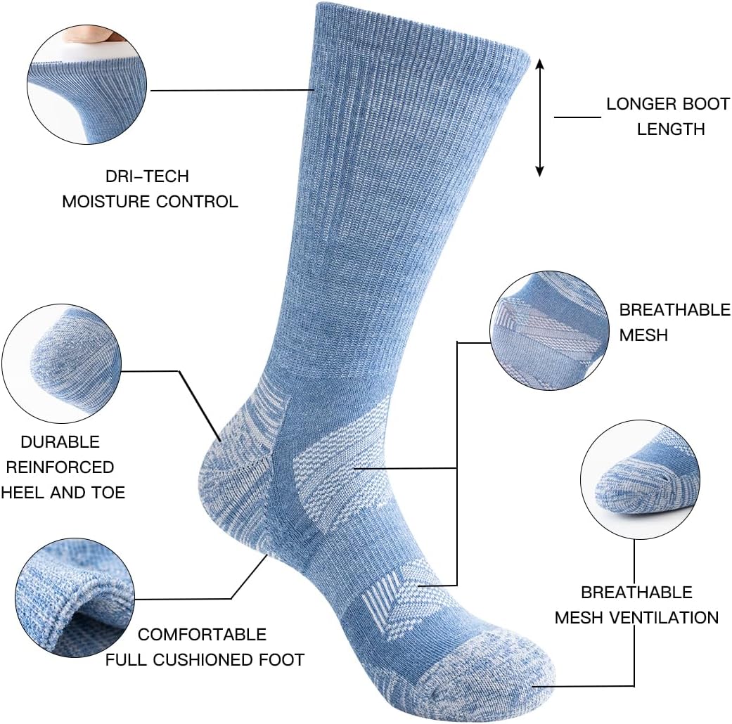 JOYNÉE 6 Pairs Mens Crew Cushion Socks Work Athletic Running Socks Casual Breathable Socks for Men,Sock Size:10-13 - Image 3